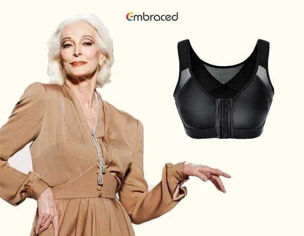 Posture corrector bra shown on a model